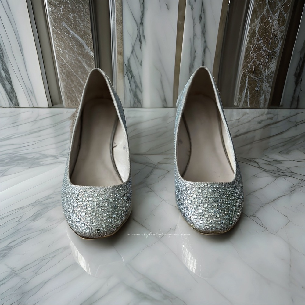 Silver Rhinestone Flats